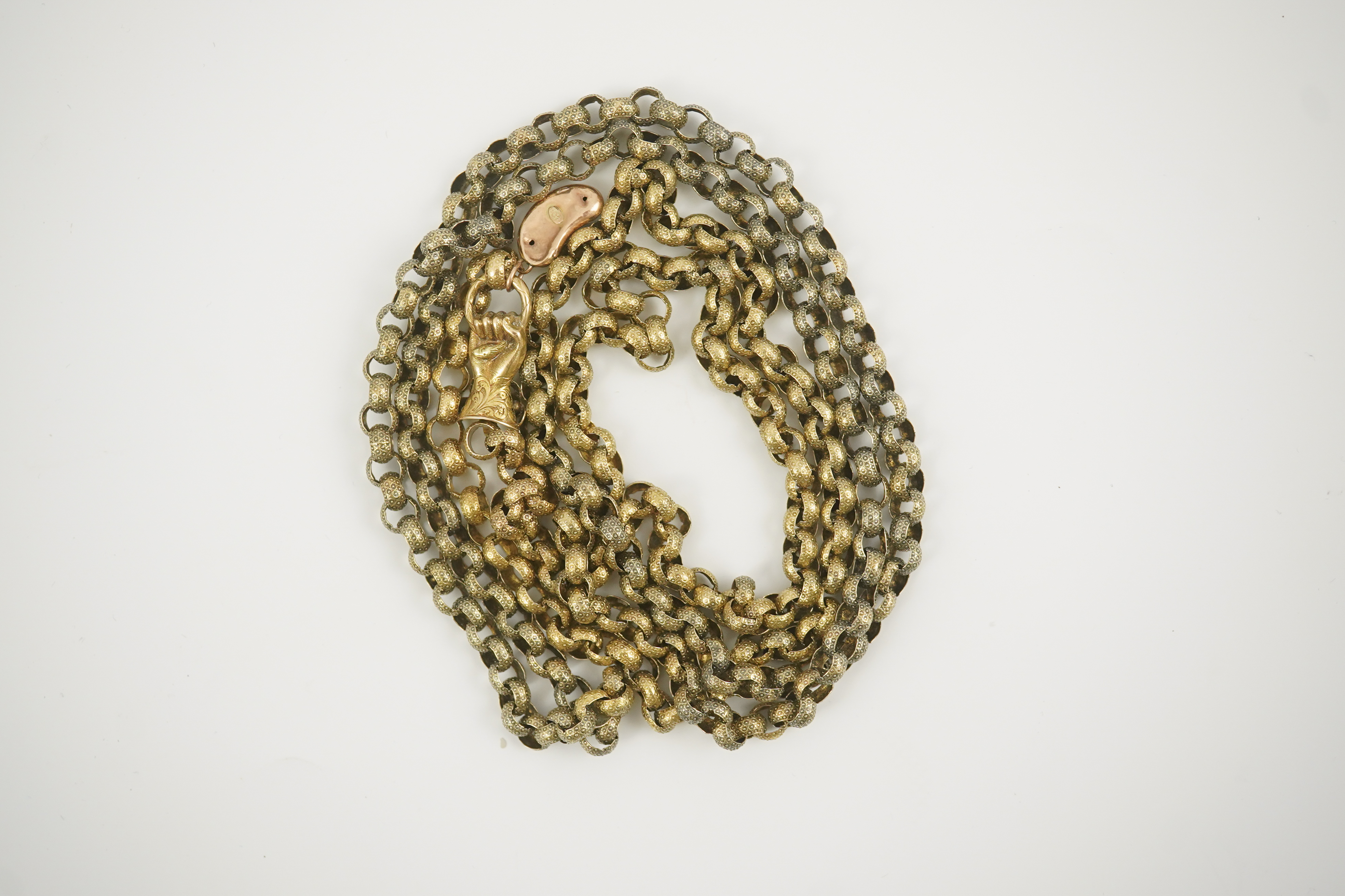 An early 19th century gold circular link muff chain